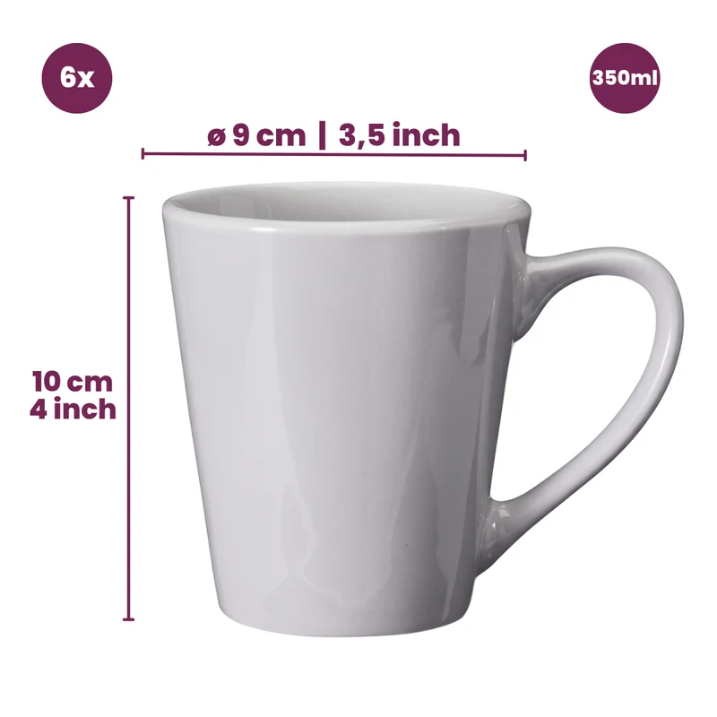 Cookinglife Siaki Becher – Weiß/Blau/Grau, 350 ml – Porzellan – 6er-Set