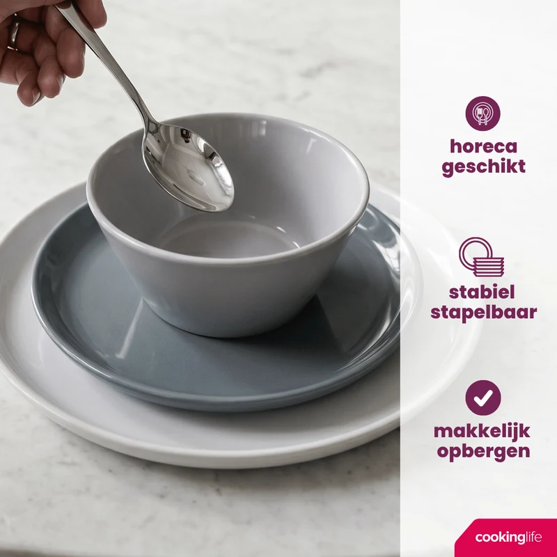 Cookinglife Frühstücksteller / Dessertteller Siaki - Weiß / Blau / Grau ø 19 cm - Porzellan - 6 Stück