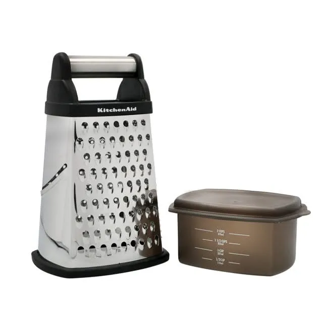 KitchenAid Reibe Core Edelstahl Schwarz 16,5cm - Turmreibe Käsereibe 473ml