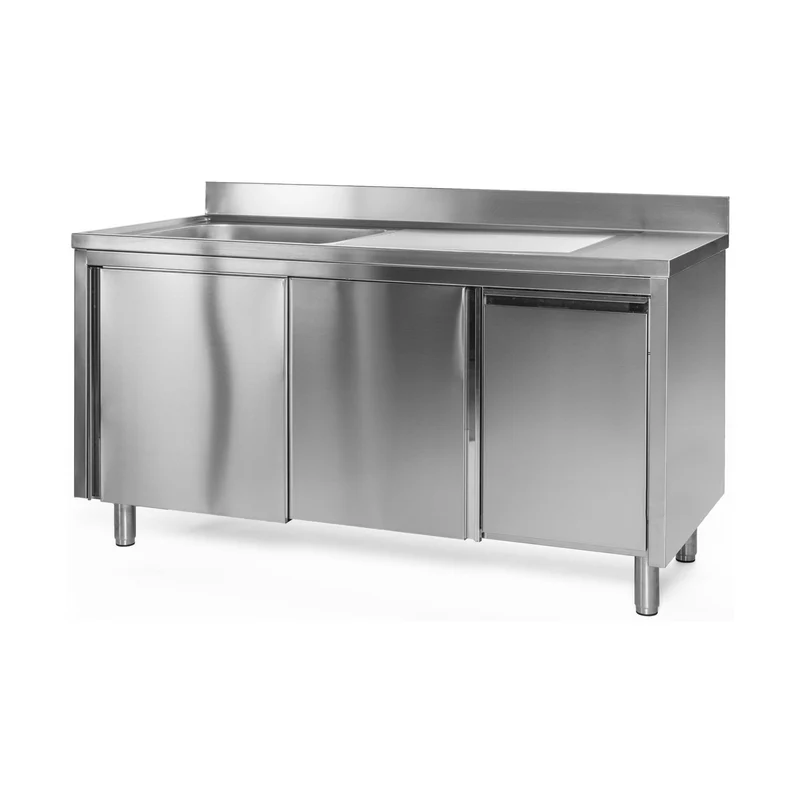 Spülschrank mit Abfallbehälter, 1 Becken rechts, Bautiefe 600 mm – 140x600x850 mm