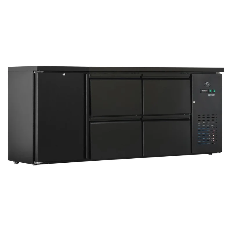 Flaschenkühltisch 425 Liter – Schwarz – 1 Tür + 4 Schubladen – 2005 x 520 x 840 mm