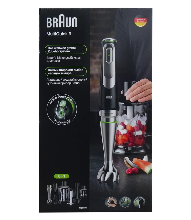 Braun MQ9147X Miniprimer 9 Stabmixer-Set 6 in 1 Schwarz 1200 Watt