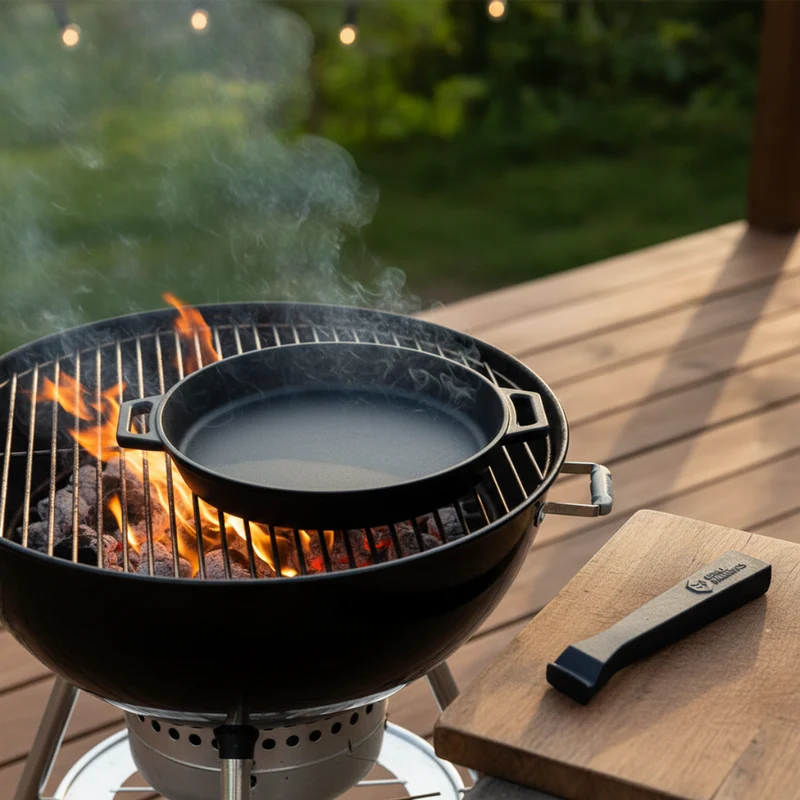 Cookinglife Grillpfanne / Bratpfanne aus Gusseisen ø 25 cm - Abnehmbarer Griff