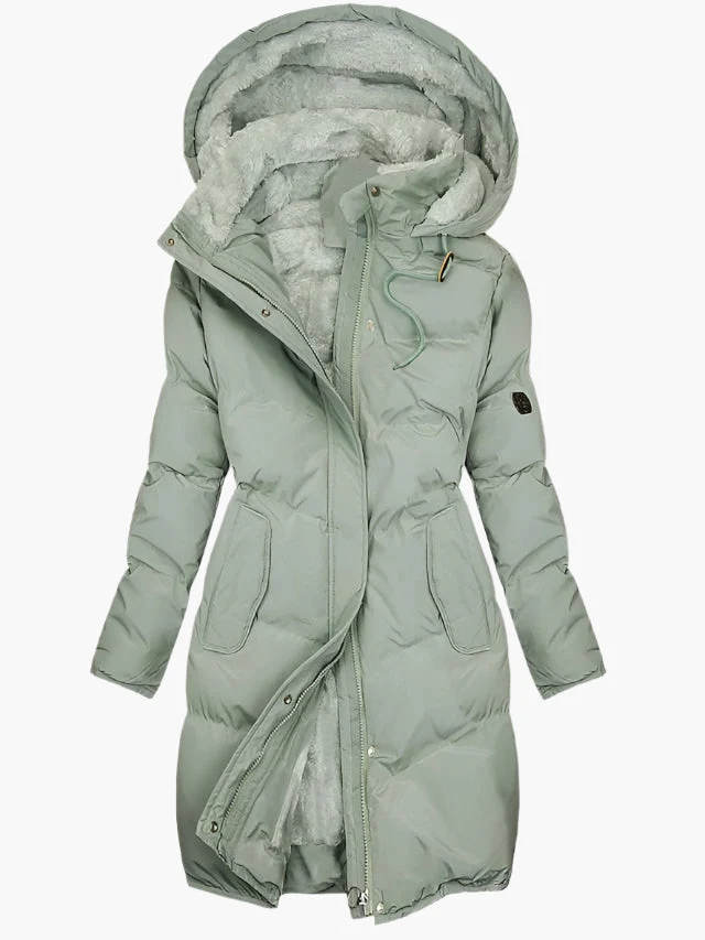 Emma | Dames Lange Winterjas met Capuchon en Kunstbont