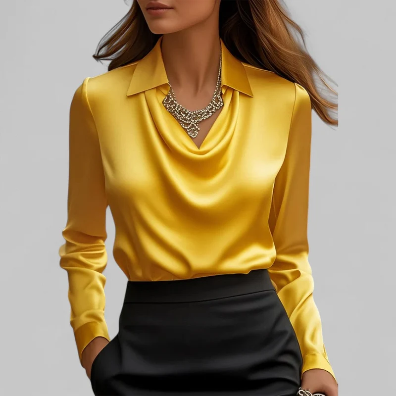 Theresa | Elegante V-hals Satijnen Blouse voor Dames