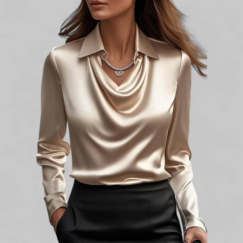 Theresa | Elegante V-hals Satijnen Blouse voor Dames