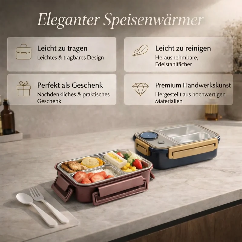 Lunchdoos | Thermobehälter voor Eten | Brooddoos met Vakken van RVS | Warmtecontainer | Esskraft