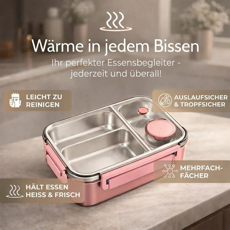 Lunchdoos | Thermobehälter voor Eten | Brooddoos met Vakken van RVS | Warmtecontainer | Esskraft