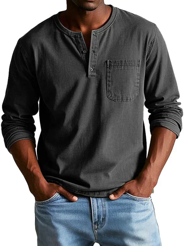 Philipp | Heren Casual Langarm-Henleyshirt