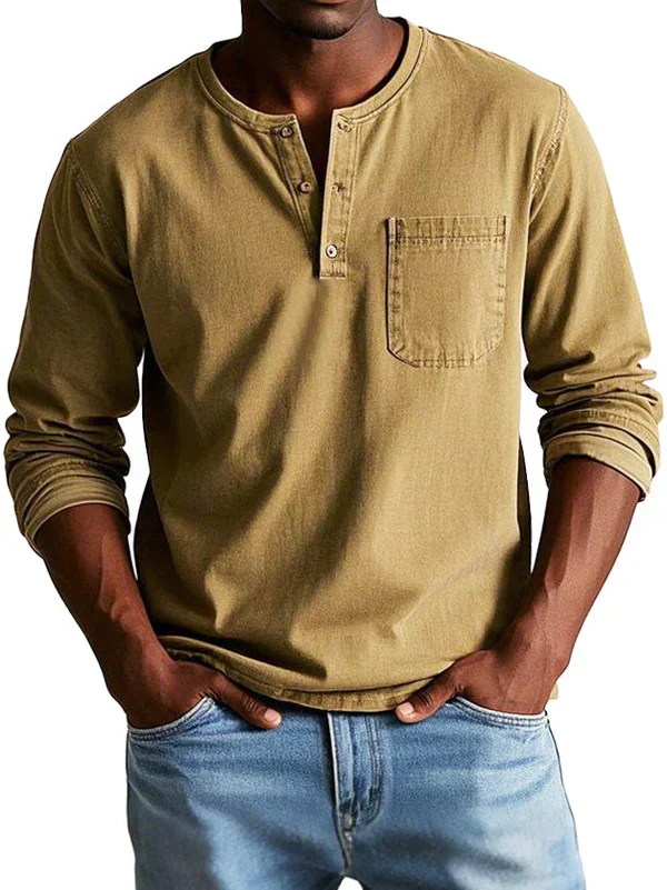 Philipp | Heren Casual Langarm-Henleyshirt