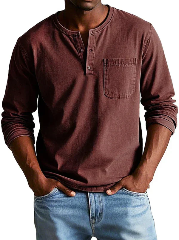 Philipp | Heren Casual Langarm-Henleyshirt