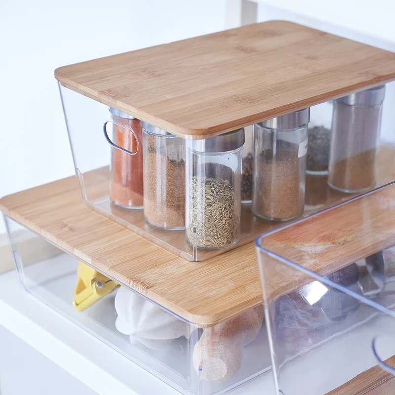 Transparenter Behälter mit Bambusdeckel 6 Liter Ezystorage