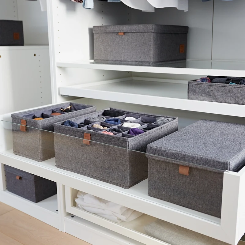 Schubladenkorb grau Kleiderschrank 2x groß 16-seitig Store It