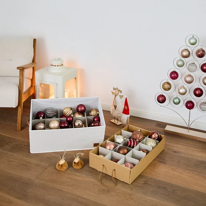 Aufbewahrungsbox für Weihnachtskugeln beige 30 Kugeln Store It