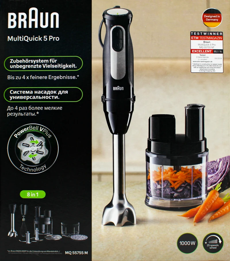 Braun MQ55755M MultiQuick5 Pro Stabmixer-Set schwarz/Edelstahl 1000W