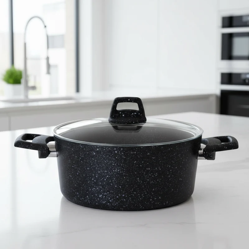 Cookinglife Kochtopf Alu Black Speckle 22 cm 3,5 L - Schmortopf - Induktion