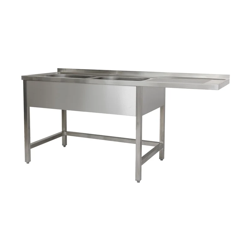 Spülzentrum 1600 x 700 x 850 mm 2 Becken links, mit Grundboden 700 mm Tiefe