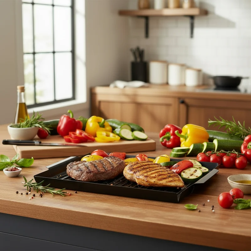 Cookinglife BBQ Grillplatte Fire & Flavour 38 x 28 cm - Antihaft Metall - Geeignet für BBQ