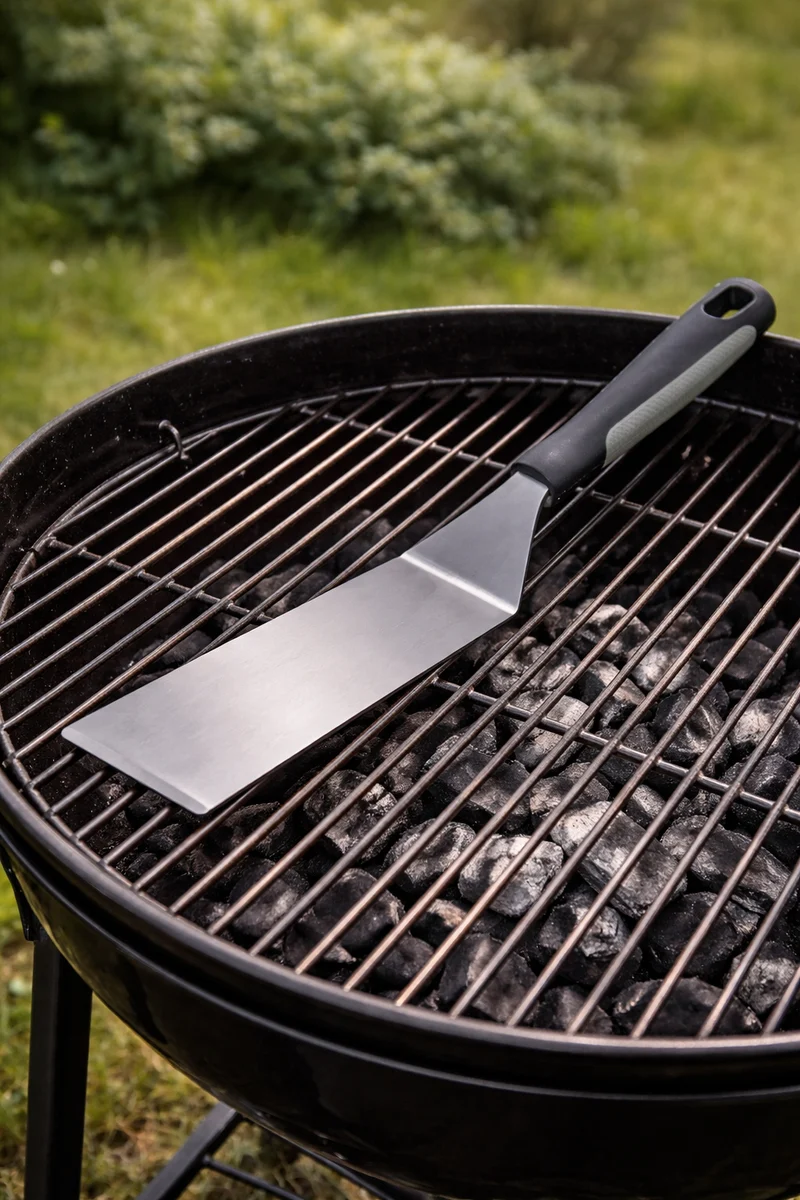 Cookinglife BBQ Spatel Fire & Flavour RVS 35 cm - Grillspatel Schwarz/Grau