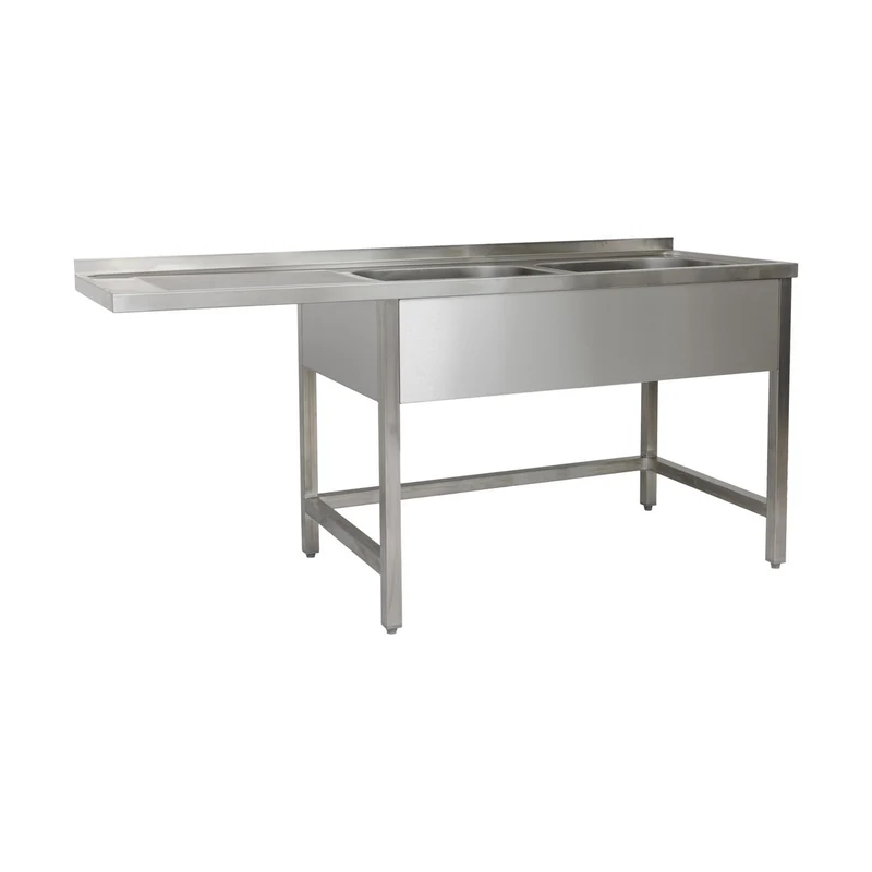 Spülzentrum 1500 x 600 x 850 mm 2 Becken rechts, mit Grundboden 600 mm Tiefe