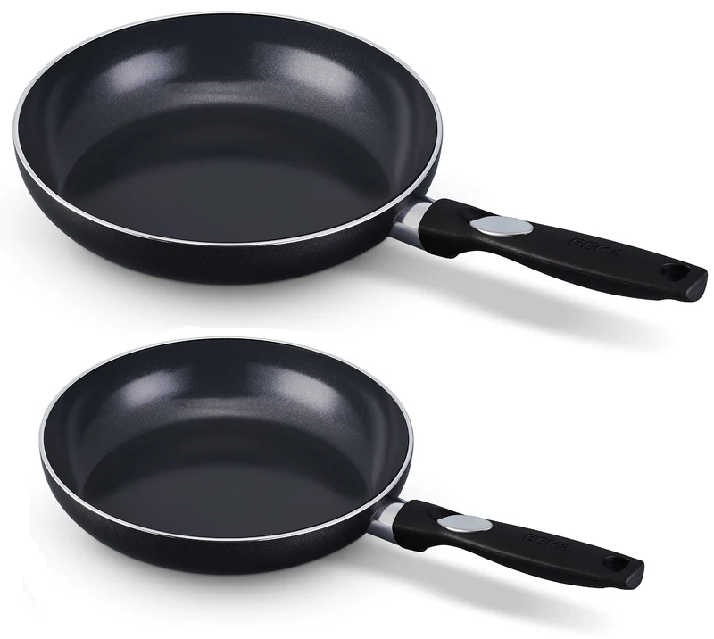 Sola Topfset Pearl 6-teilig – Edelstahl – downdraft-geeignet – Kochtöpfe Ø 16, 18, 20 cm & Stieltopf Ø 16 cm + BEKA Bratpfannen Ø 24, 28 cm – geeignet für alle Herdarten