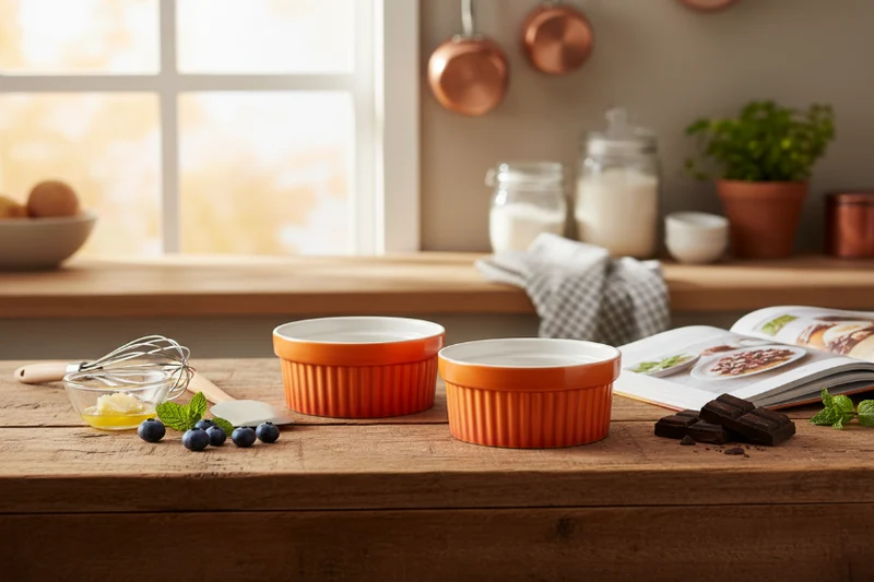 Cookinglife Ramekins Porzellan Ø 11 cm - Creme Brulee & Soufflé - 2er Set Orange