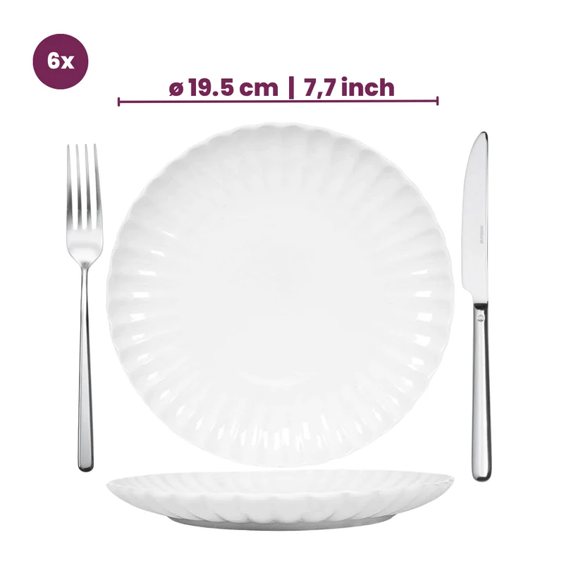 Cookinglife Frühstücksteller / Dessertteller Cardida Off White ø 19.5 cm - 6 Stück
