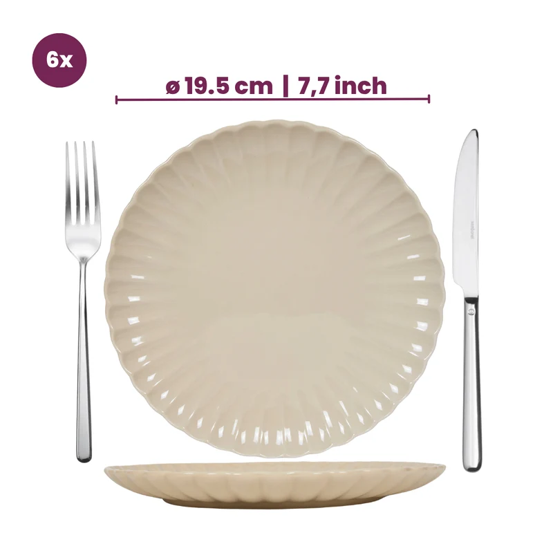 Cookinglife Frühstücksteller / Dessertteller Cardida Beige ø 19,5 cm - 6 Stück