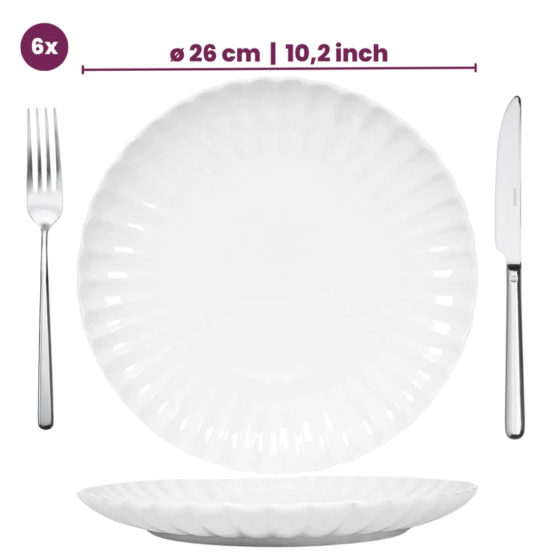 Cookinglife Geschirrset Cardida Off White 18-teilig / 6 Personen - 6 Speiseteller, 6 Frühstücksteller und 6 Schalen