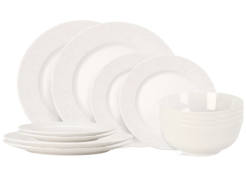 Cookinglife Geschirrset CampVibe - Kunststoff 12-teilig / 4 Personen - 4 Dinner-Teller, 4 Frühstücksteller und 4 Schalen