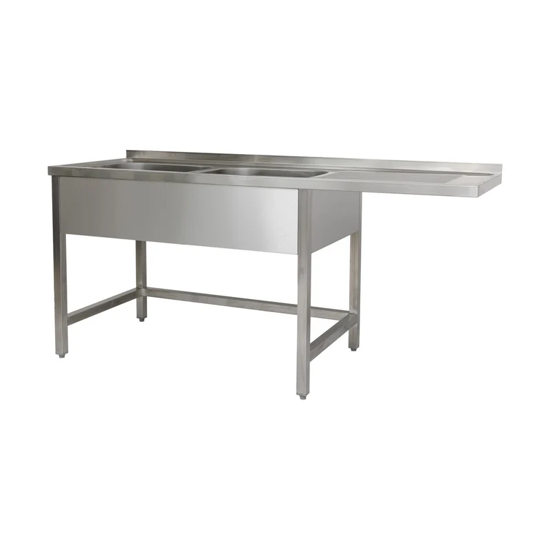 Spülzentrum 1500 x 600 x 850 mm 2 Becken links, ohne Grundboden 600 mm Tiefe