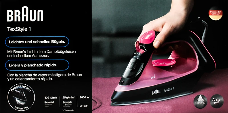 Braun SI1070PU TexStyle 1 Dampfbügeleisen samtlila/schwarz