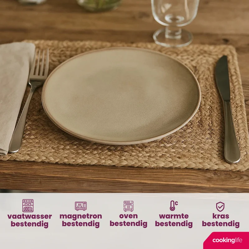 Cookinglife Frühstücksteller / Dessertteller Sabi Beige ø 21 cm - 6 Stück