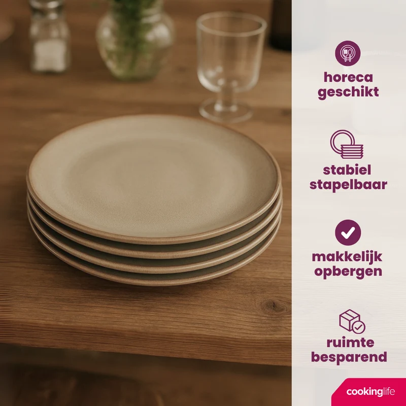 Cookinglife Frühstücksteller / Dessertteller Sabi Beige ø 21 cm - 6 Stück