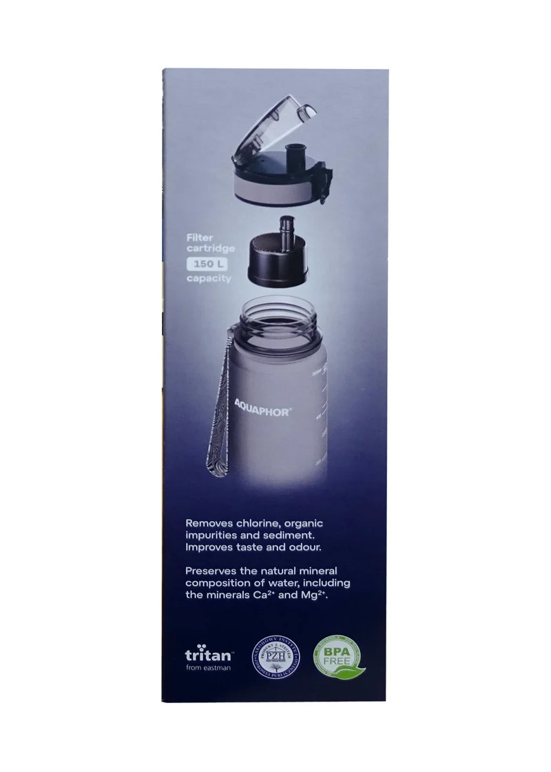 AQUAPHOR City Filterflasche 500ml Grau Flasche mit Wasserfilter für unterwegs