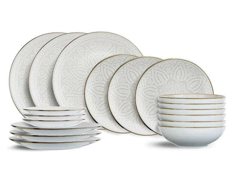 Cosy & Trendy Geschirrset Murano - 18-teilig / 6 Personen - 6 Speiseteller, 6 Frühstücksteller und 6 Suppenteller