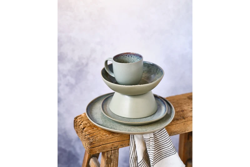 Cosy & Trendy Frühstücksteller / Dessertteller Onna Sand-Grün ø 20,5 cm - 6 Stück