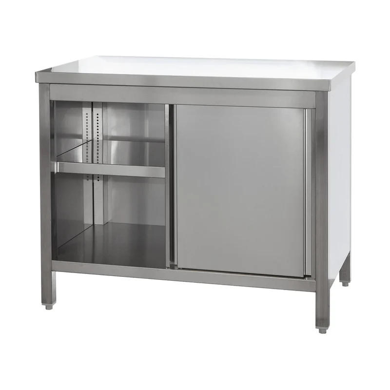 Edelstahl Arbeitsschrank mit Türen und höhenverstellbaren Zwischenboden – Bautiefe 600mm – AISI 304 – Breite 2300 mm