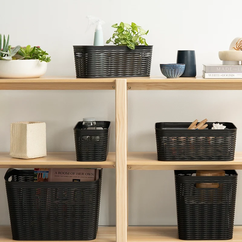 Schwarzer Kunststoffkorb Ezystorage - Wave