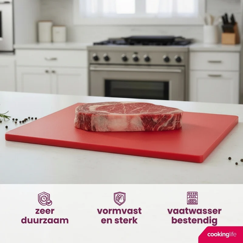 Cookinglife Schneidebrett HACCP Rot 45 x 30 cm - für Fleisch