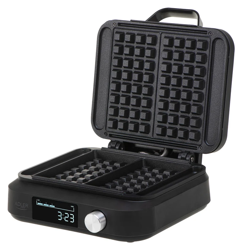 Adler AD 3087 Waffeleisen mit LED-Anzeige für 2 Waffeln, schwarz, 1500W