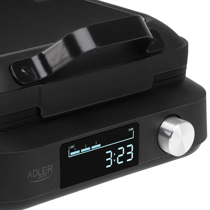 Adler AD 3087 Waffeleisen mit LED-Anzeige für 2 Waffeln, schwarz, 1500W