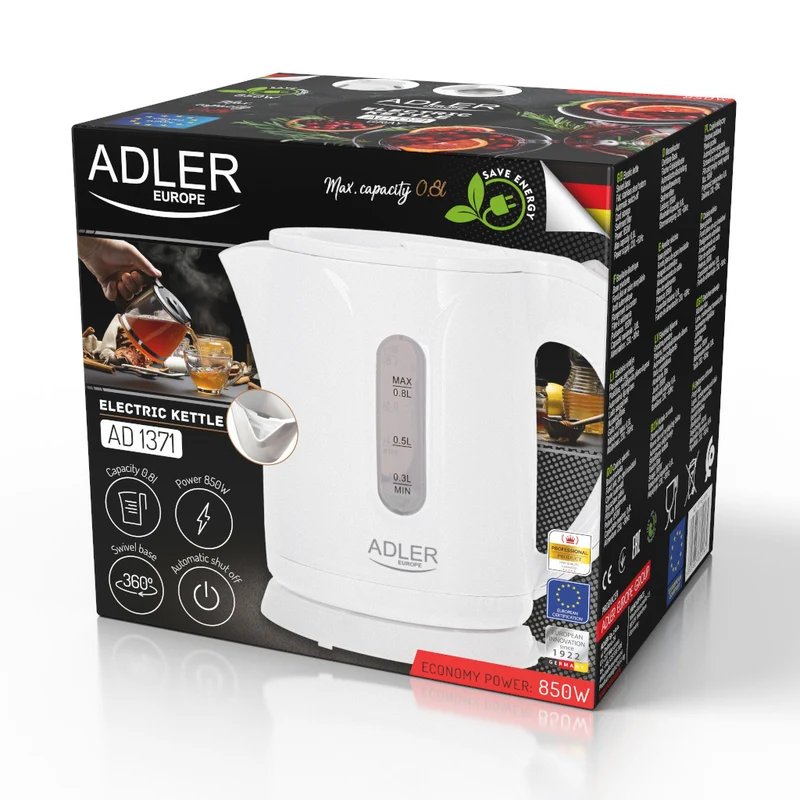 Adler AD1371w Wasserkocher weiß 0,8L