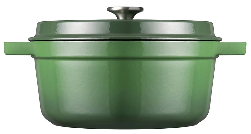 Sola Bräter mit Deckel Gusseisen - Grün - ø 28 cm / 5 Liter - Emaillierte Antihaftbeschichtung