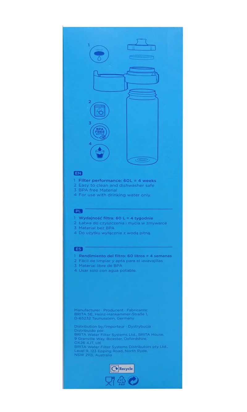 BRITA Sport Wasserfilter Flasche Model Vital Peach 0,6 L inkl. 2x microdisc Filter