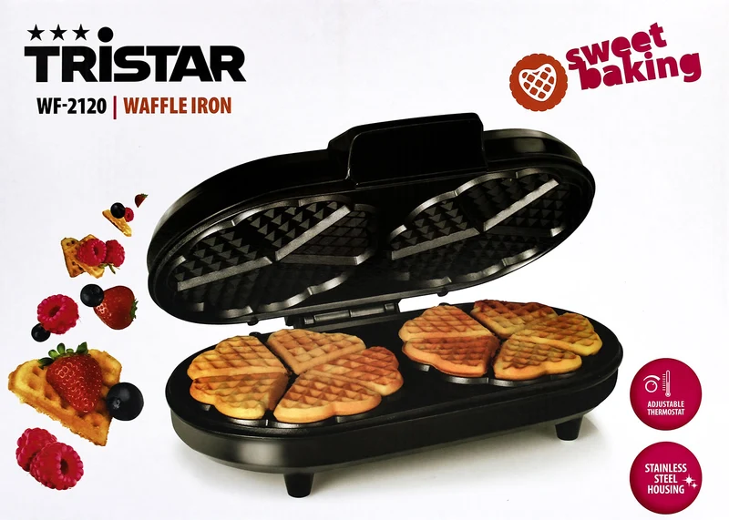 Tristar WF-2120 Waffeleisen, zehn herzförmige Waffeln gleichzeitig