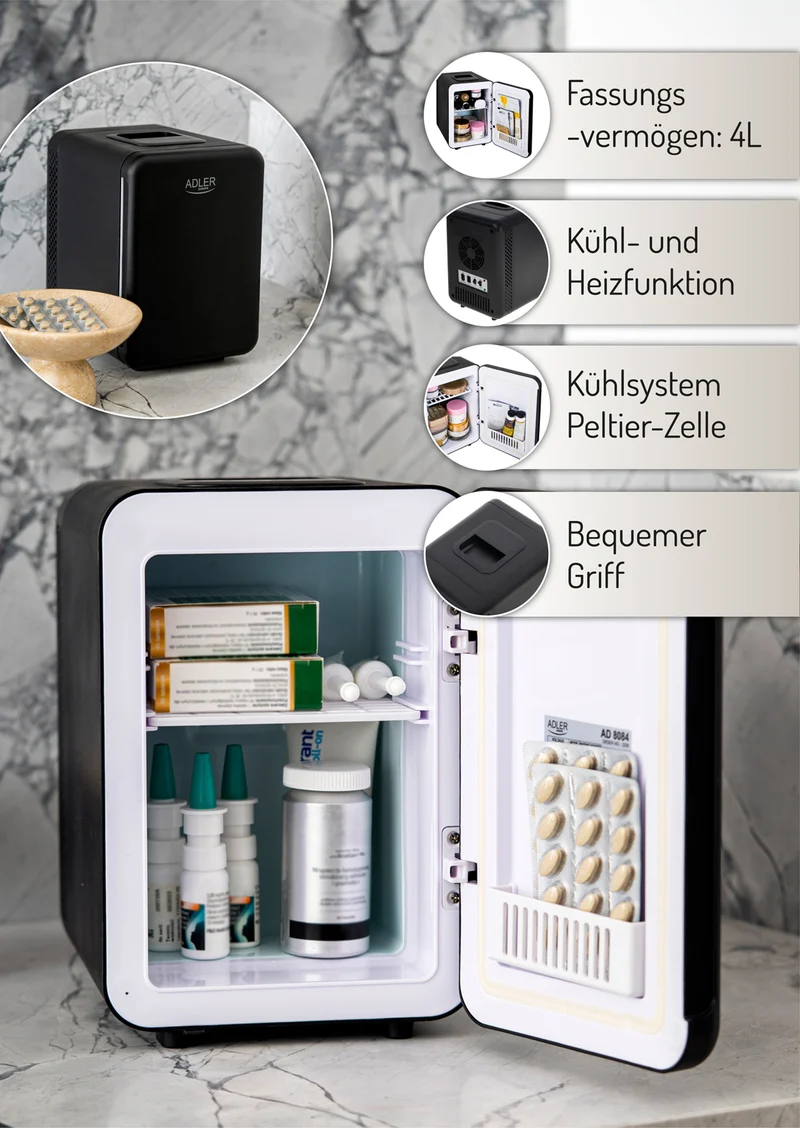 Adler AD 8084 Minikühlschrank schwarz - 4L