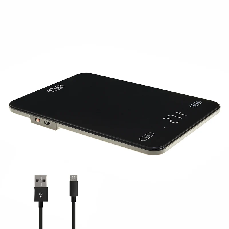 Adler AD 3177b Akku-Küchenwaage schwarz, USB, bis 10 kg