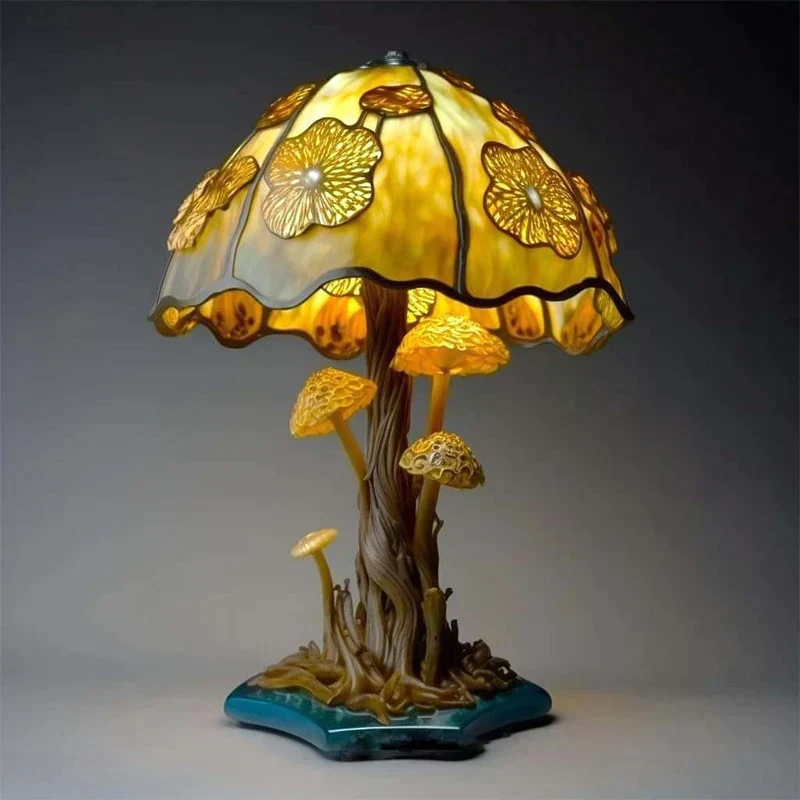 Glas-in-lood Lamp - Rustgevend Ontwerp - Dimbaar & Kleurrijk
