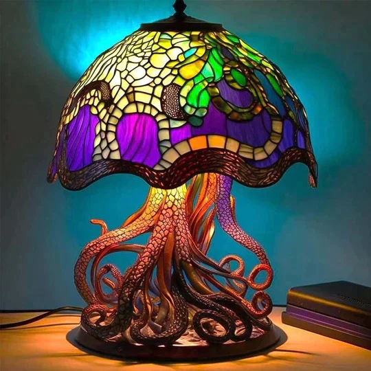Glas-in-lood Lamp - Rustgevend Ontwerp - Dimbaar & Kleurrijk